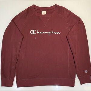 *NEW* Champion Burgundy Crewneck with White Chest Logo